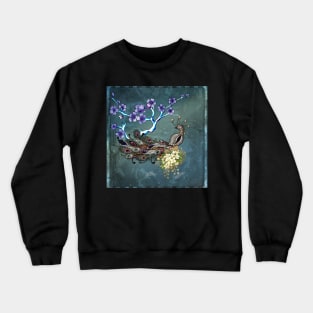 Wonderful elegant peacock with flowers Crewneck Sweatshirt